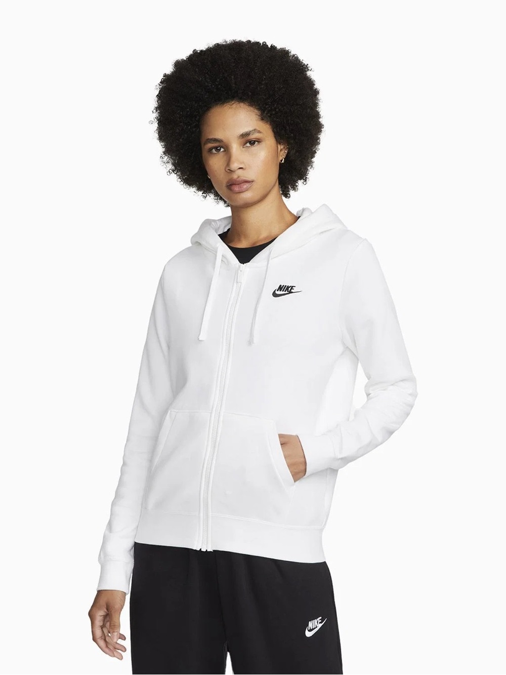 Nike Women’s White Zip-Up Hooded Sweatshirt